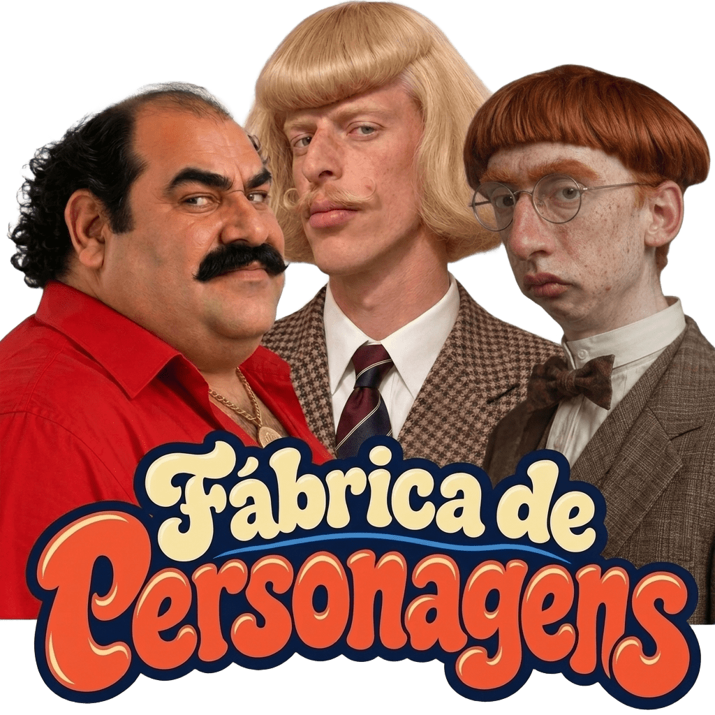 Logo da Fábrica de Personagens com personagens de IA